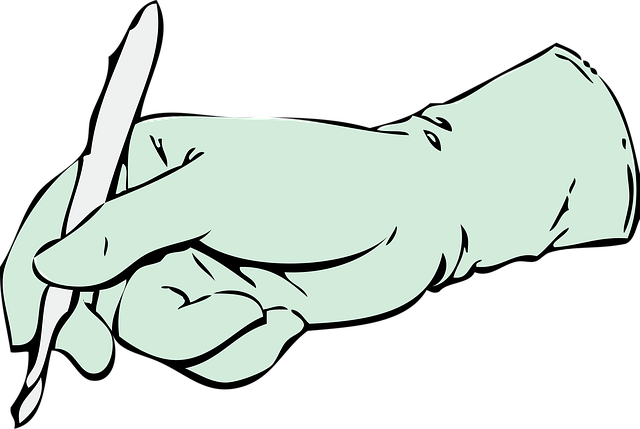 Free scalpel hand gloved vector