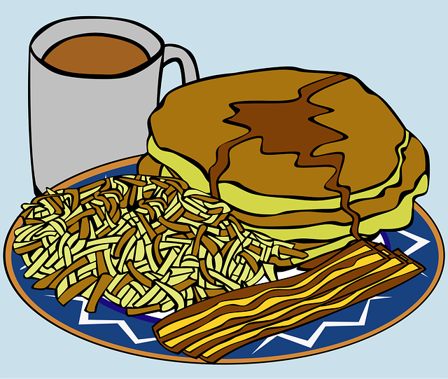 Free breakfast pancakes bacon vector