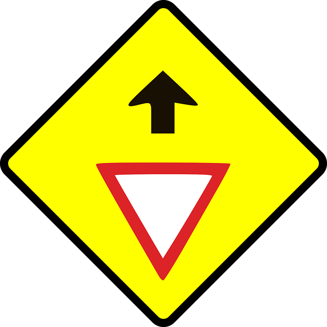Free give way caution road vector