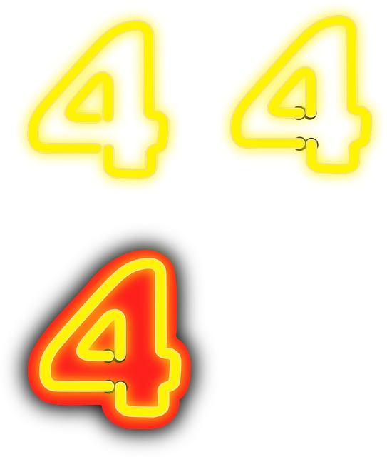 Download free HD stock image of Four 4 Free four 4 neon illustration