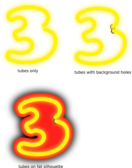 Tre, Nummer, Fosforsyre, Gul, Neon, Tal