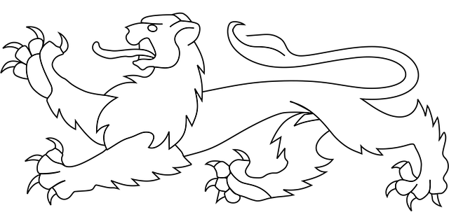 Free lion attacking jumping vector