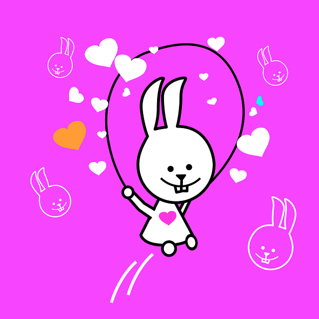 Free bunny playing pink background vector
