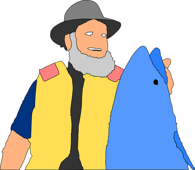 Free man fish fisherman vector