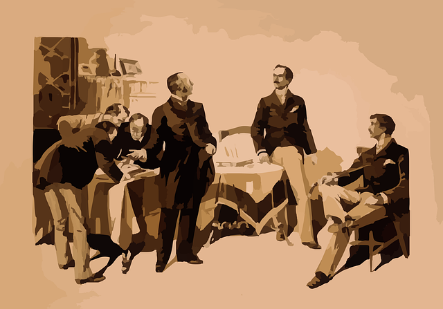 Free men examining ledgers illustration