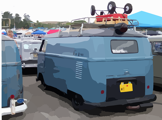 Furgão, Carro, Veículo, Azul, Transporte