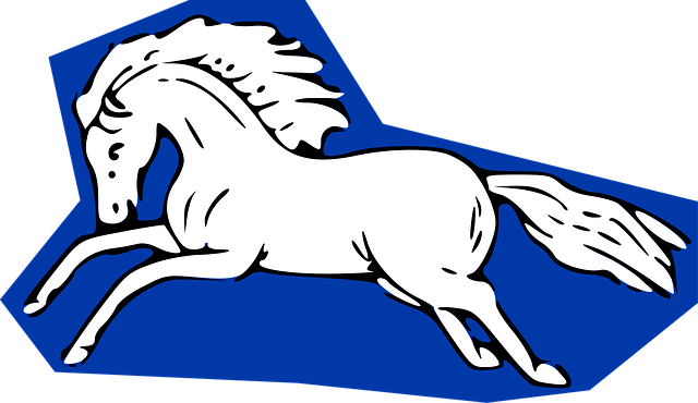 Free white horse running vector