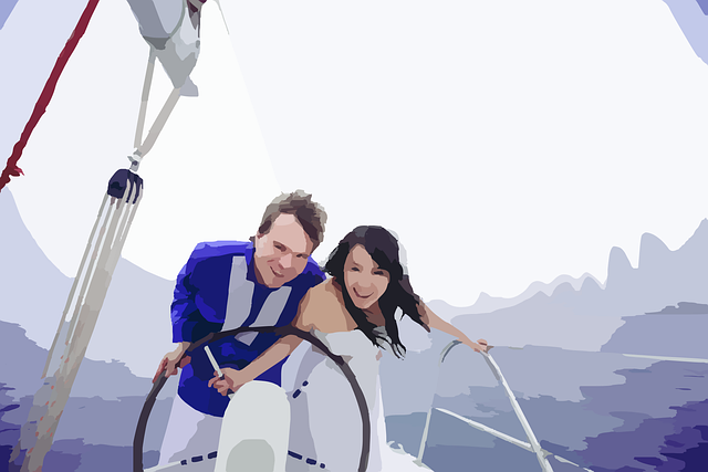 Free couple sailing fun vector