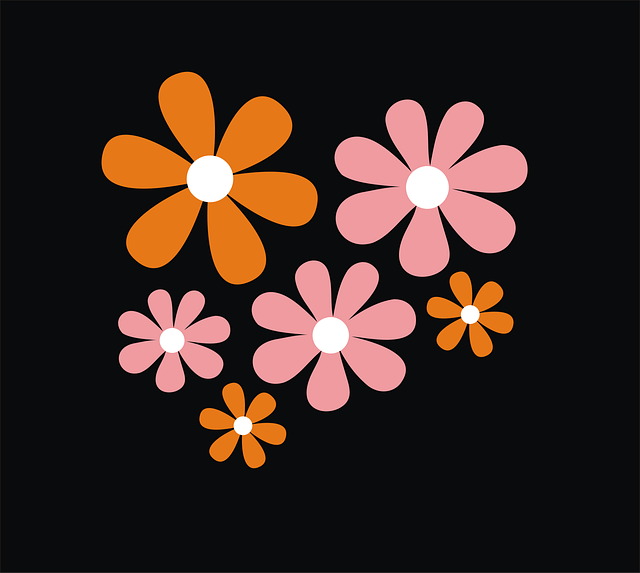 Free flowers black background blossoms vector