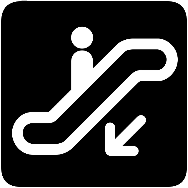 Free down electric escalator vector