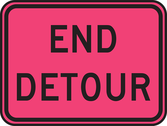 Free end detour sign vector