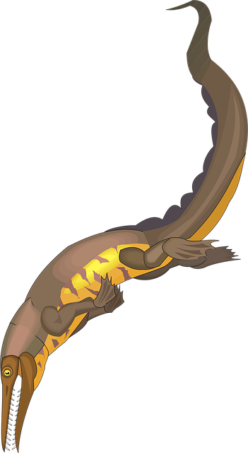 Free creature swimming ancient illustration