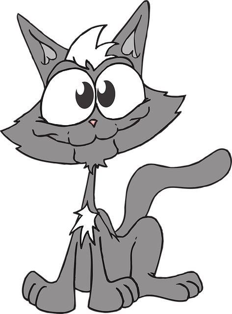 Free cat gray happy illustration
