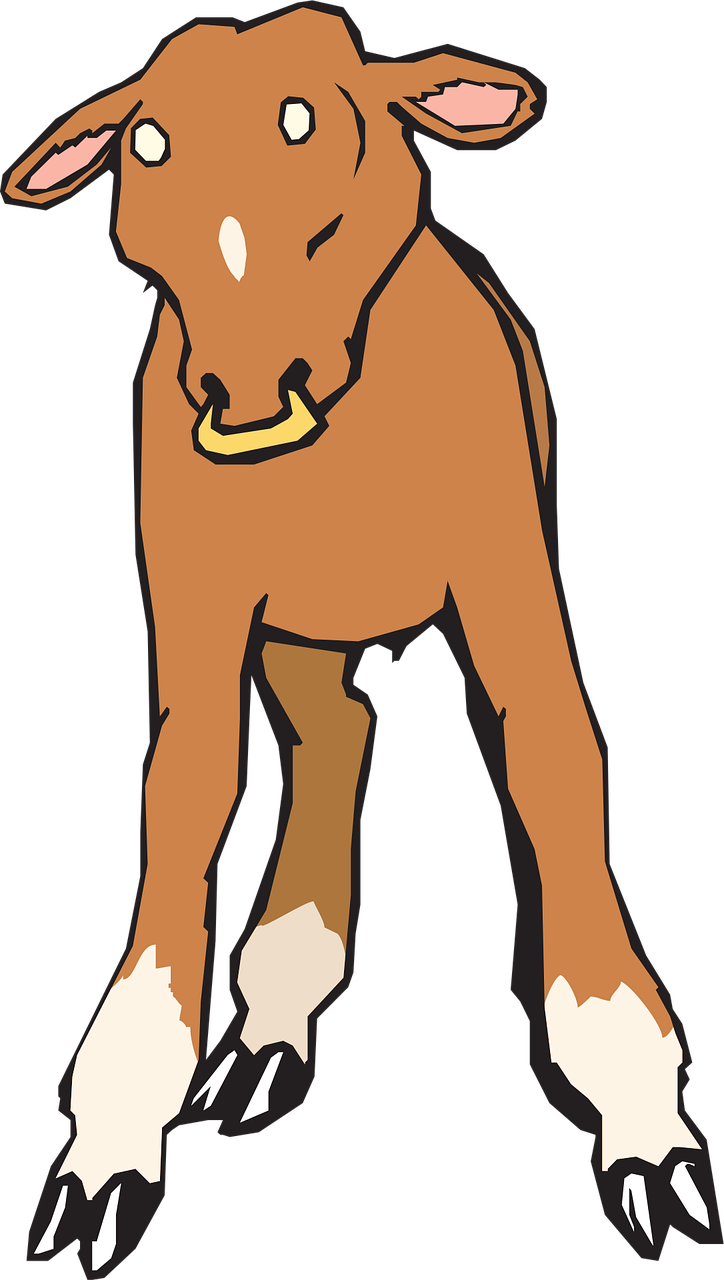 brown calf standing, simple style clip art preview