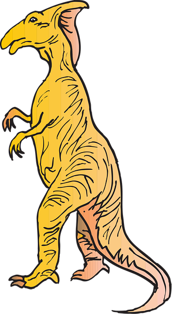 Free yellow dinosaur standing illustration