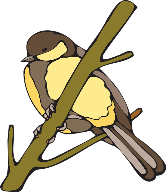 Free yellow bird branch vector