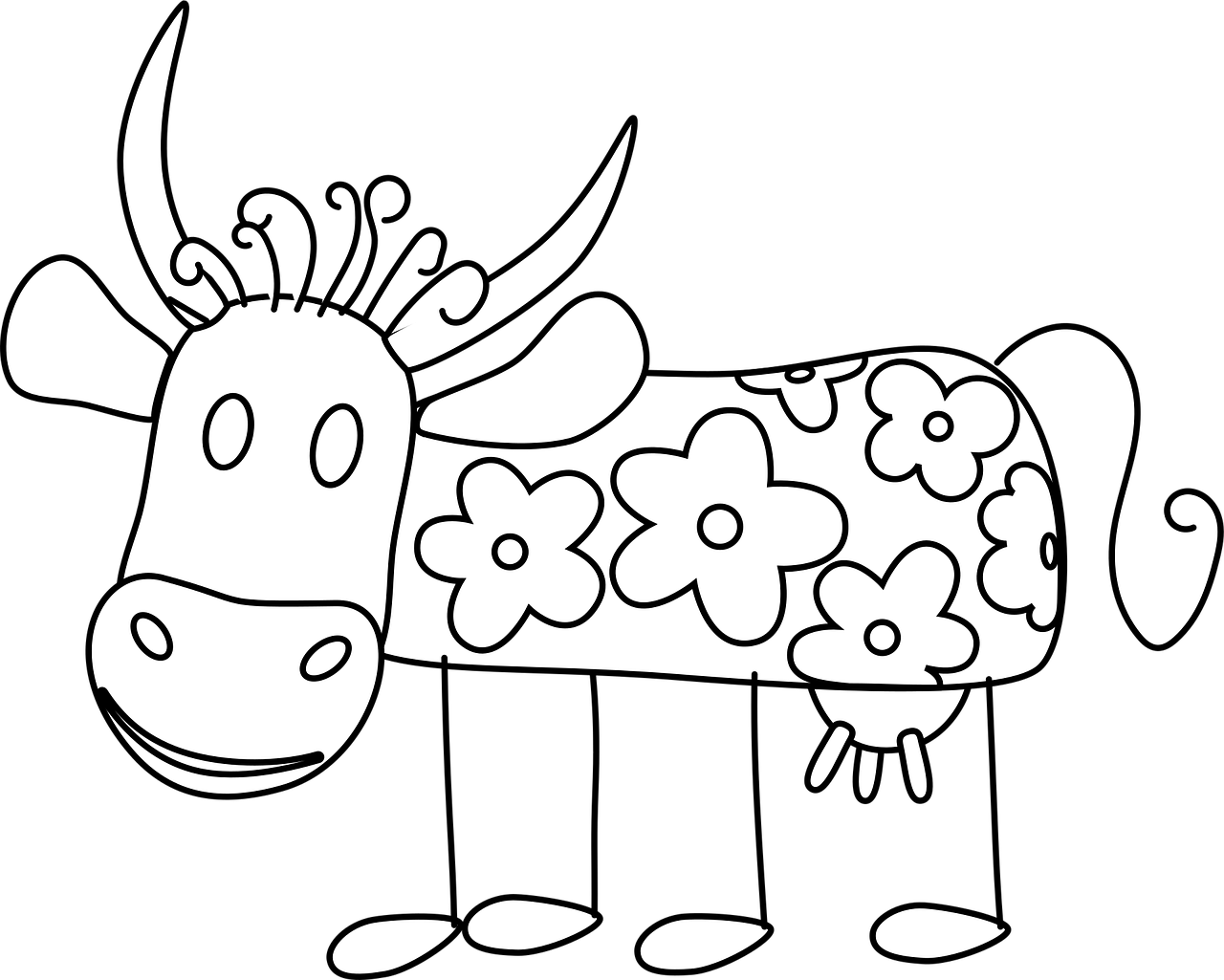 Download free HD stock image of Cow Decorated Free cow beautiful flowers flower wallpaper vector