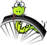 snake, bike, wheel