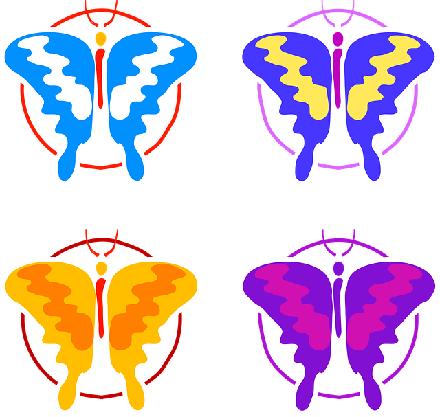 Schmetterlinge, Vier, Bunt, Farben