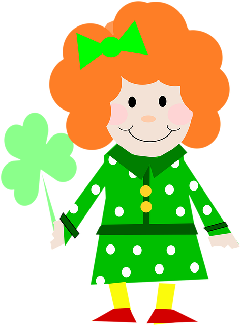 Free girl child shamrock illustration