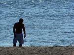 beachcomber, atlantic ocean, silhouette