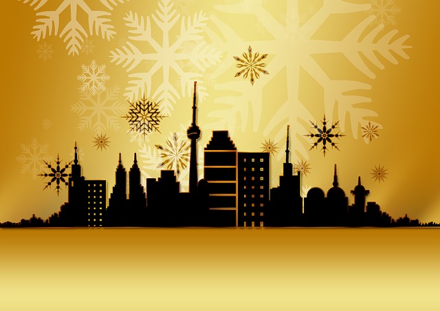 Free christmas card greeting card gold illustration