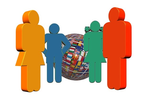 Free family flags globe illustration