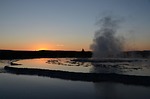 great fountain geyser, yellowstone, sunset