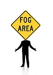 man, silhouette, road sign