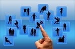 hand, silhouettes, network