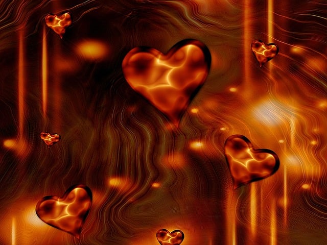 Free hearts love fractal illustration