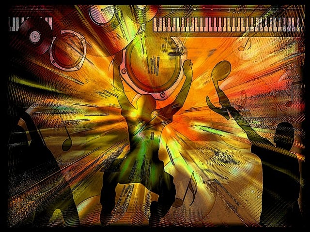 Free dancing disco music illustration