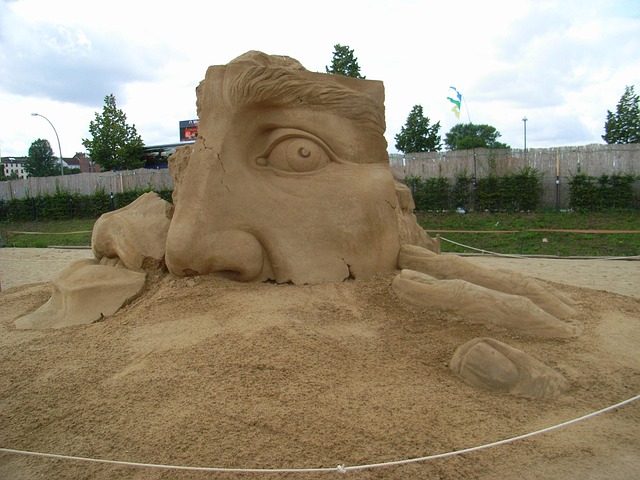 Skulptur, Sand, Sandskulptur, Gesicht