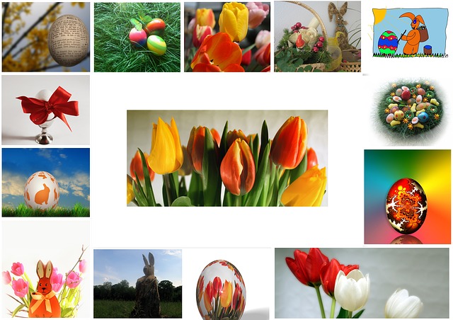 Free easter eggs collage illustration
