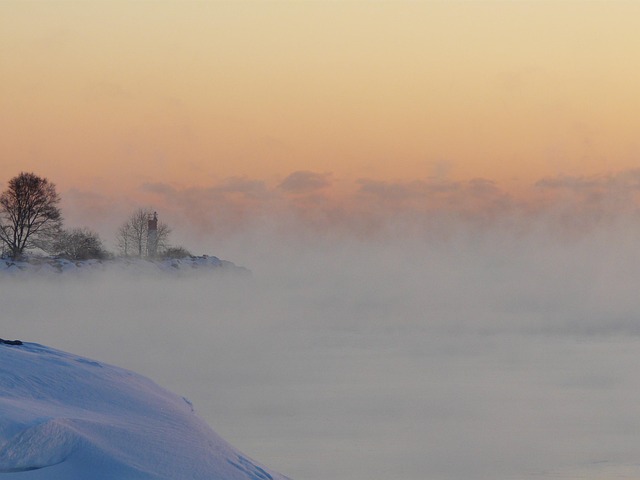 Nebel, Leuchtturm, Schnee, Winter