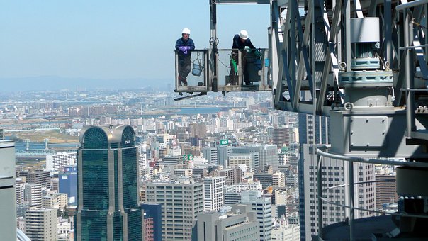 Osaka, Japón, Cielo, Nubes, Hombres