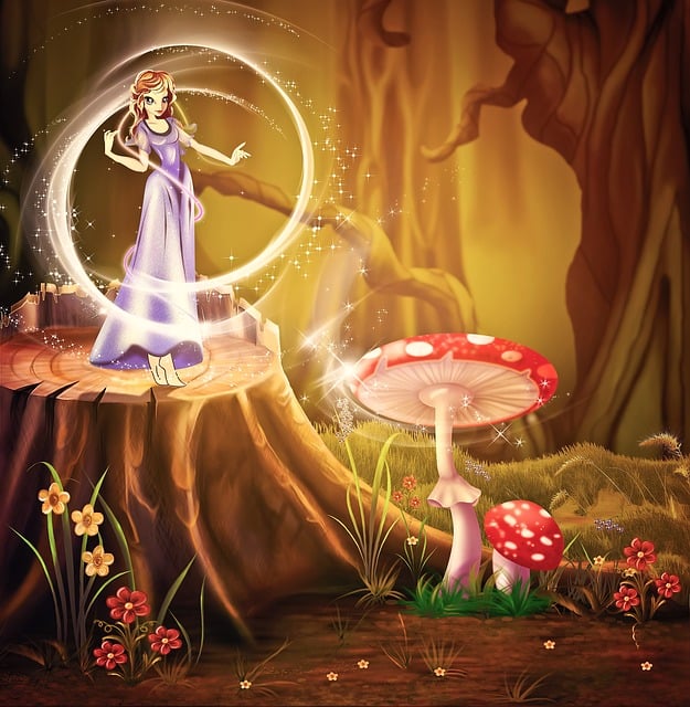 Märchen, Wald, Natur, Baumstumpf, Pilze