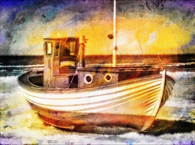Fischerboot, Schiff, Digitale Kunst