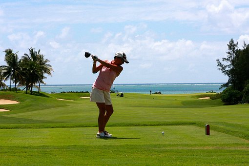 Golf, Woman, Tee, Golf Clubs, Cool