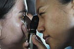optometrist, doctor, patient