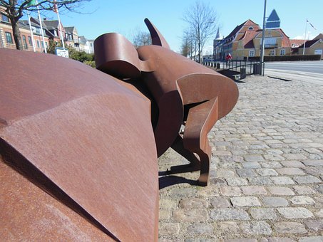 Skulptur, Metallskulptur, Rost Farbigen