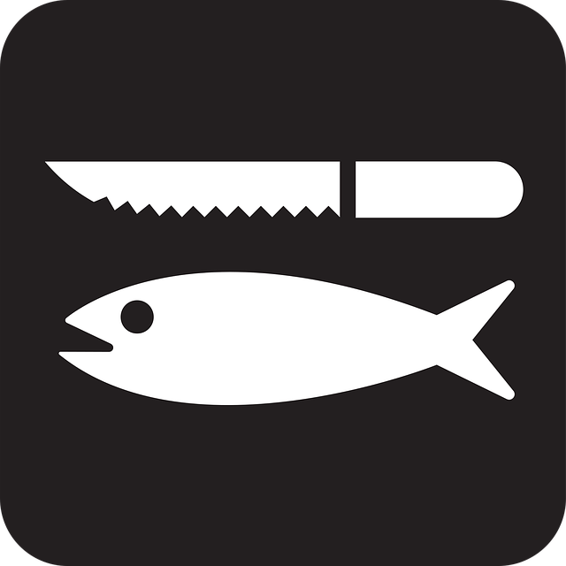 Рыбы, Еда, Морепродукты, Нож, Чернить