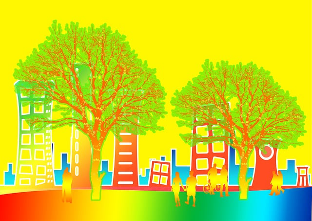 Free city trees cityscape illustration