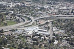 freeway, overpass, suburbia