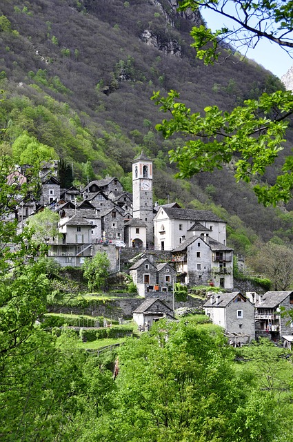 Alpes, Aldeia Da Montanha, Vila, Ticino
