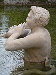 stone figure, man, blowers