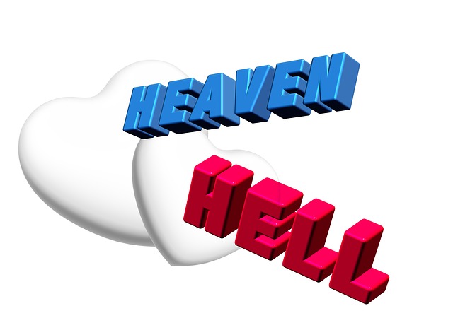 Free heaven hell hearts illustration
