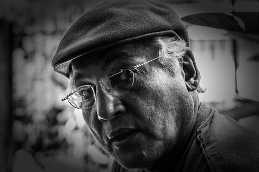 Man, Male, Black And White, Older