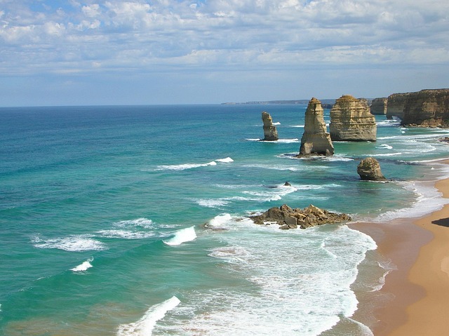 ocean, great ocean road, australia, beach, pacific, sea, nature, water