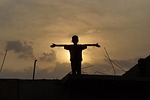 boy, silhouette, sky